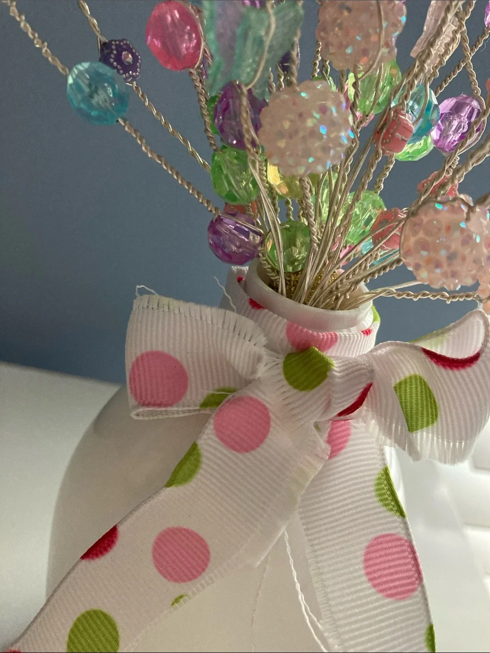 HANDMADE BOUQUET COTTAGE STYLE BUTTERFLIES BEADS MULTICOLOR PINK PURPLE NEW